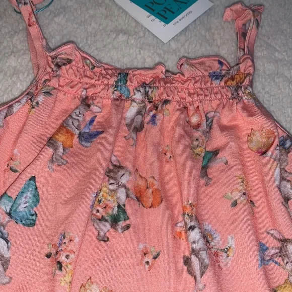 NWT Posh Peanut Betty Spaghetti Strap Bubble Romper 3-6M Bunny Rabbit - Picture 4 of 5